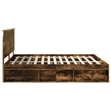 Bed Frame Smoked Oak 200 x 200 cm Solid Pine Wood 3409313