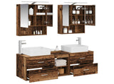 Bathroom Furniture Set 5 pcs Old Wood Engineered Wood and Glass 3406765
