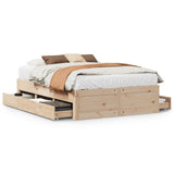 Bed Frame without Mattress with Drawers 140x190 cm Solid Wood Pine 3308816
