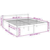 ZNTS Senior Bed without Mattress Grey 200x200cm Solid Wood Pine 810636