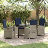 Garden Dining Set with Cushion 5 pcs Grey Poly Rattan 3380353