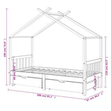 Kids Bed Frame with Drawers White Solid Pine Wood 90x200 cm 322150