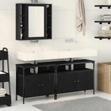 Bathroom Vanity Units with Shelf 3 pcs Black Engineered wood 3334399