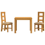 Dining Set 3 pcs Beige Solid Oak Wood 3430324