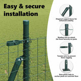 Fence Post with Concrete Base 52 pcs Green Powder-Coated Steel 3350232