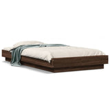 Bed Frame with LED Lights without Mattress Brown Oak 75x190cm 3281160