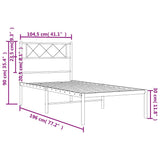Metal Bed Frame without Mattress with Headboard White 100x190cm 372320