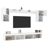 6 Piece TV Wall Units with LED White Engineered Wood 3216686