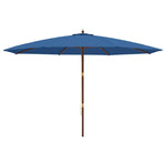 ZNTS Garden Parasol with Wooden Pole Azure Blue 400x273 cm 363182