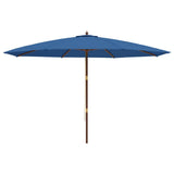 Garden Parasol with Wooden Pole Azure Blue 400x273 cm 363182