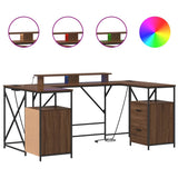 Desk with Drawer Brown Oak 182 x 101 x 87.5 cm Engineered Wood 3376140