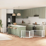Dog Gate with Door Foldable 10 Panels White 800 cm Poplar Wood 3155563
