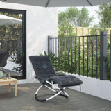 ZNTS Geometrical Sun Lounger with Cushion Black and Grey Steel 3213545