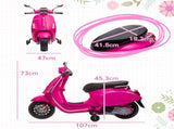 12V Vespa Licensed Kids Electric Motorbike w/ Music, Headlights, FM Radio, for 3-6 Years - Pink T3398P348418