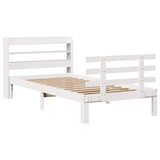 Bed Frame White Solid pine wood, Plywood Small Single Modern 3306838
