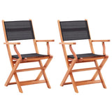 Garden Chair Set of 2 Black and natural 48692