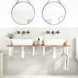 Basin Shelf Wall Mounted Steel and Solid Wood Acacia 3302836