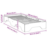 Bed Frame No Mattress Stackable Wax Brown 90x190 cm Single Solid Wood 859210