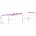 Garden Raised Bed Brown 400 x 80 x 81 cm Steel 42008132