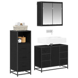Bathroom Furniture Set 3 pcs Black Oak Engineered Wood 3402538