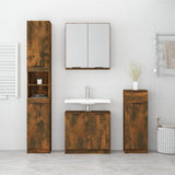 4 Piece Bathroom Cabinet Set Smoked Oak Engineered Wood 3115889