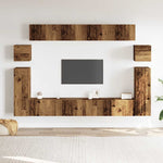 ZNTS 8 Piece TV Cabinet Set Wall-mounted Old Wood Engineered Wood 3329147