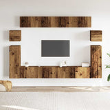 8 Piece TV Cabinet Set Wall-mounted Old Wood Engineered Wood 3329147