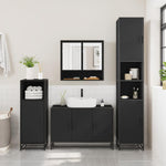 ZNTS 3 Piece Bathroom Furniture Set Black Engineered Wood 3301100