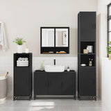 ZNTS 3 Piece Bathroom Furniture Set Black Engineered Wood 3301100