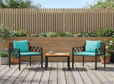 Outdoor Furniture Set 3 pcs Black and Turquoise Poly Rattan 42025351