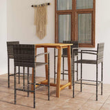 Garden Bar Set Grey Solid Acacia Wood, Poly Rattan Medium 3067957