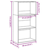 Bookcase White 60x30x114 cm Engineered Wood 857899
