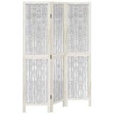 Room Divider 3 Panels White Solid Wood Paulownia 358669