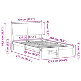 Bed frame Brown and dark grey 120 x 200 cm Solid pine wood 878750