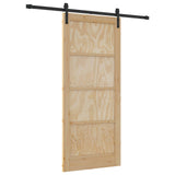 Sliding Door Natural and Black 86 x 198.5 cm Solid Pine Wood 3445402
