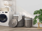 Laundry Basket with Lid 2 pcs Kubu Grey 42020973