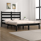 3103632 Bed Frame without Mattress Black Solid Wood 140x190 cm