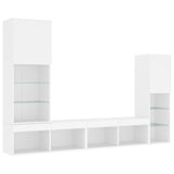 4 Piece TV Wall Units with LED White Engineered Wood 3216654