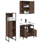 ZNTS 3 Piece Bathroom Cabinet Set Brown Oak Engineered Wood 3214759