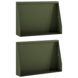 Retaining Wall 2 pcs 60 x 12 x 30 cm Steel Olive Green 8015265