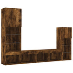 4 Piece TV Wall Units with LED Smoked Oak Engineered Wood 3216651