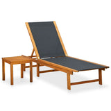 Sun Lounger Light brown Acacia wood Large Multi-Position Backrest 41746