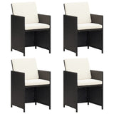 Garden Dining Chair Set of 4 Black Polyethylene with Rattan Look 316802
