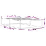 Bed Frame without Mattress White 90x200 cm Metal 4017422