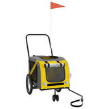 Pet Bike Trailer Yellow and Grey Oxford Fabric and Iron 93896
