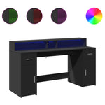 Desk with LED Lights Black 160x55x91 cm Engineered Wood 3309430