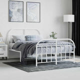 Bed Frame White Powder-Coated Steel Double Bed Frame 353700