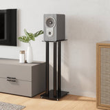 Speaker Stands 2 pcs Black Tempered Glass 3 Pillars Design 51804