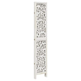 Room Divider 4 Panels White Solid Wood Paulownia 358740