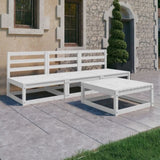 4 Piece Garden Lounge Set White Solid Wood Pine 3075305